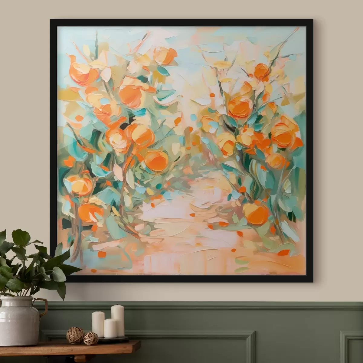 Poster Abstraktní malba imitující pomerančový háj f44772