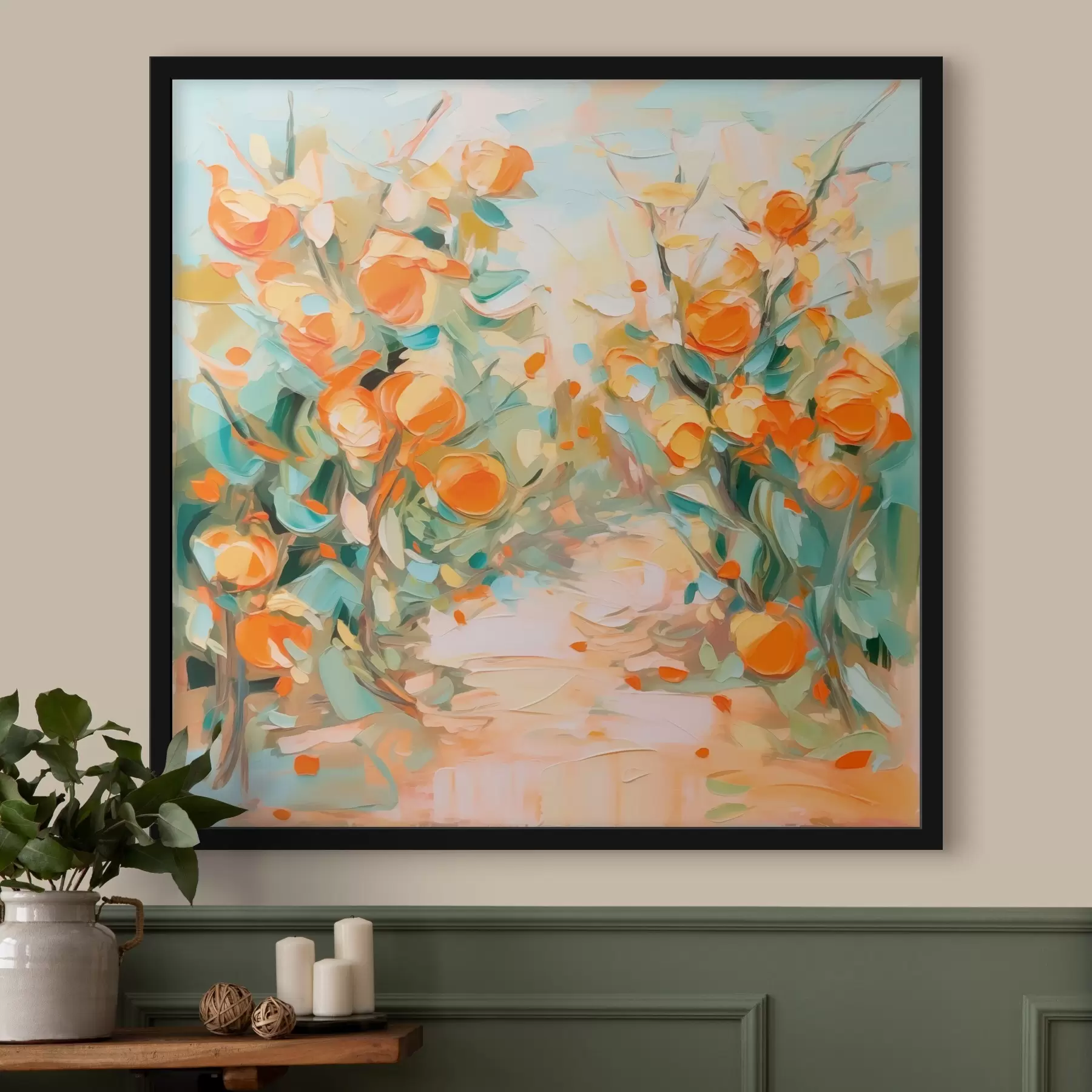 Fototapet Abstraktní malba imitující pomerančový háj f44772