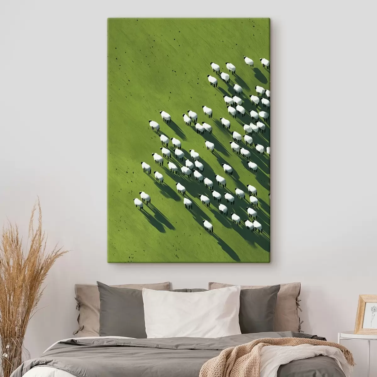 Obraz Zelené pole se stádem ovcí, abstrakce, letecký pohled Č. s44793