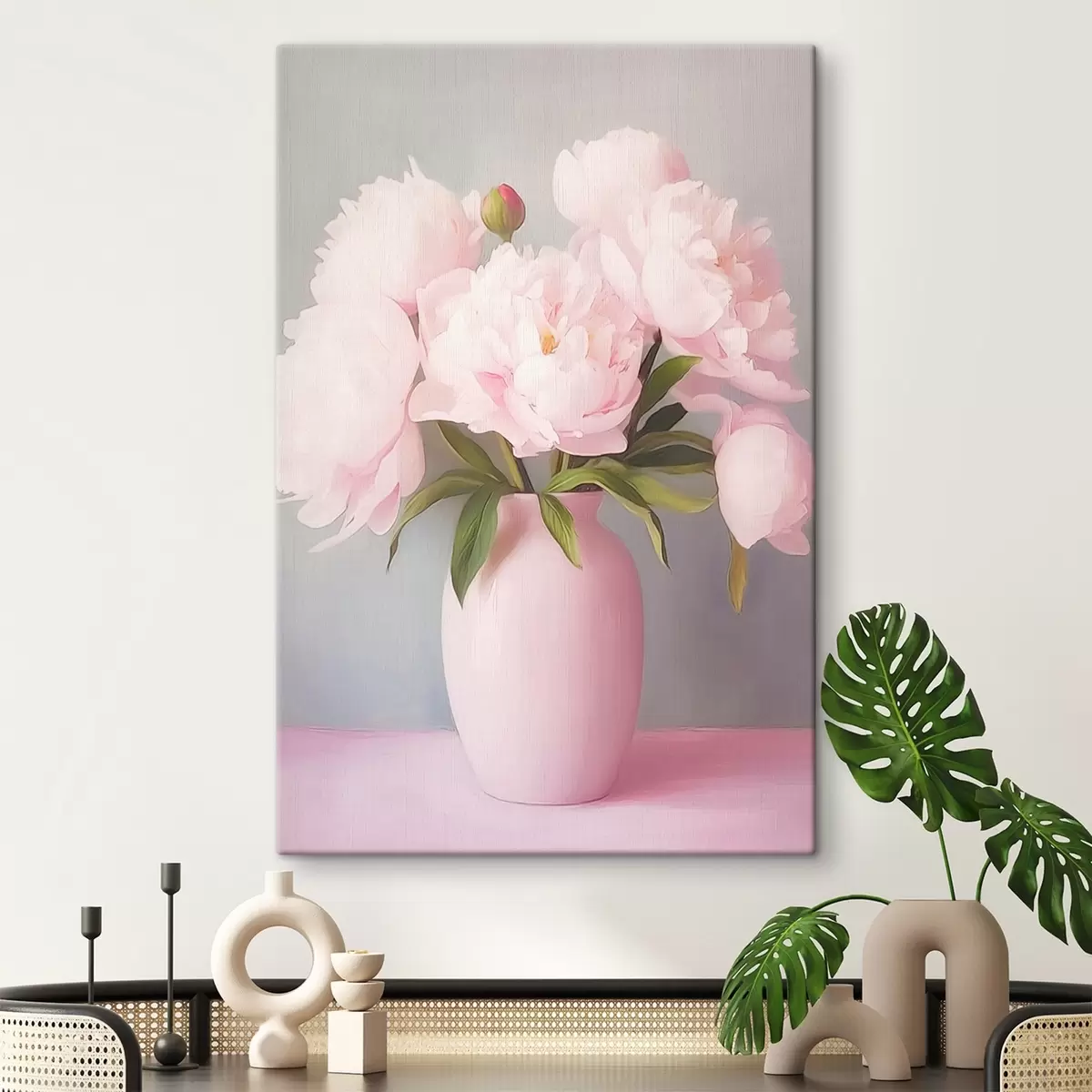 Obraz Pivoňky v růžové váze Č. s44809