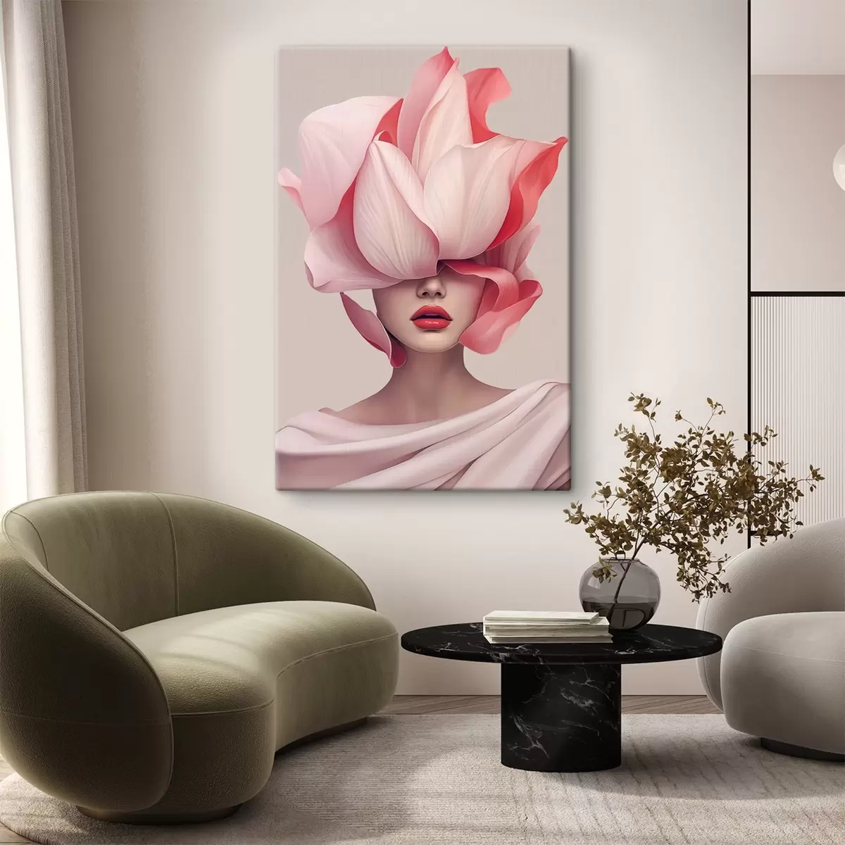 Obraz Portrét ženy s velkými okvětními lístky Č. s44812