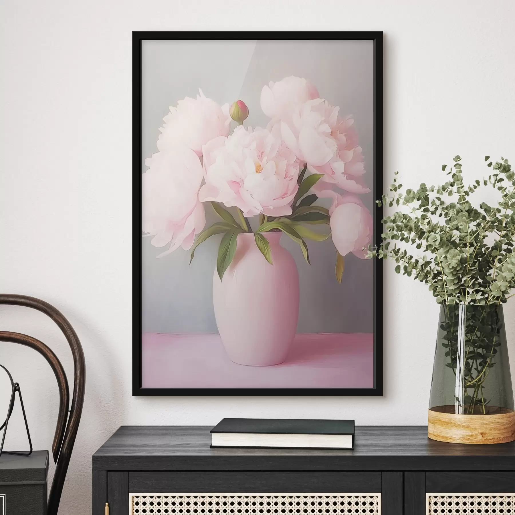 Fototapet Pivoňky v růžové váze f44809