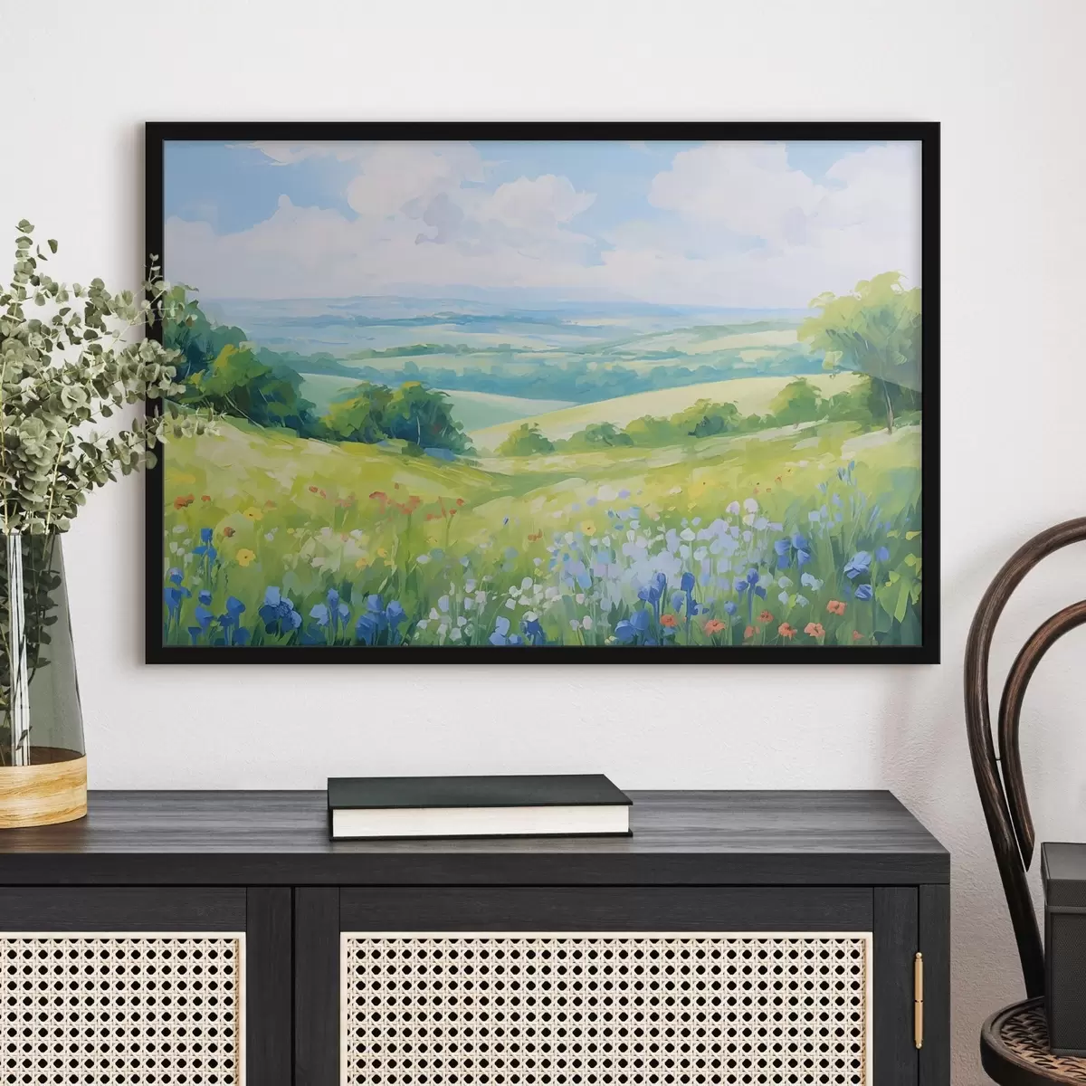 Poster Kvetoucí kopec s letním výhledem f44813