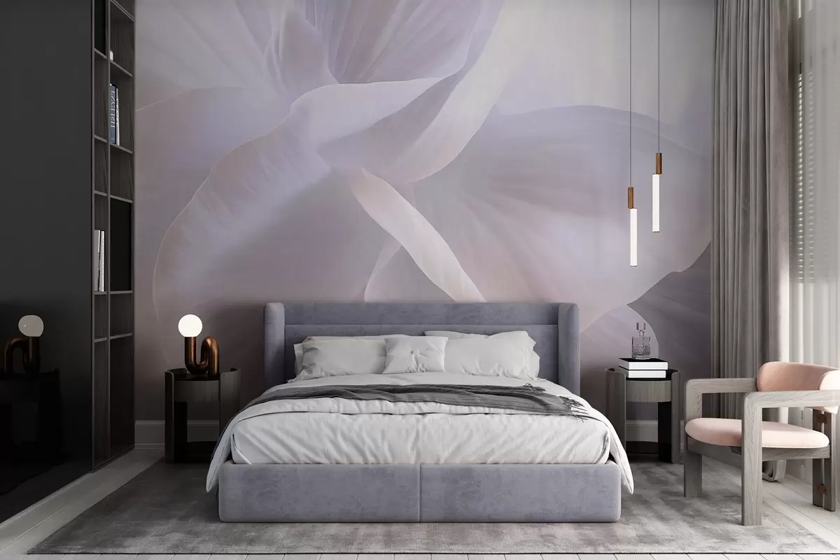 Fototapet Abstraktní strukturovaná květina s jemnými okvětními lístky, měkké osvětlení, elegantní kompozice, minimalistická estetika w09211