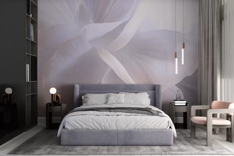 Fototapet Abstraktní strukturovaná květina s jemnými okvětními lístky, měkké osvětlení, elegantní kompozice, minimalistická estetika w09211