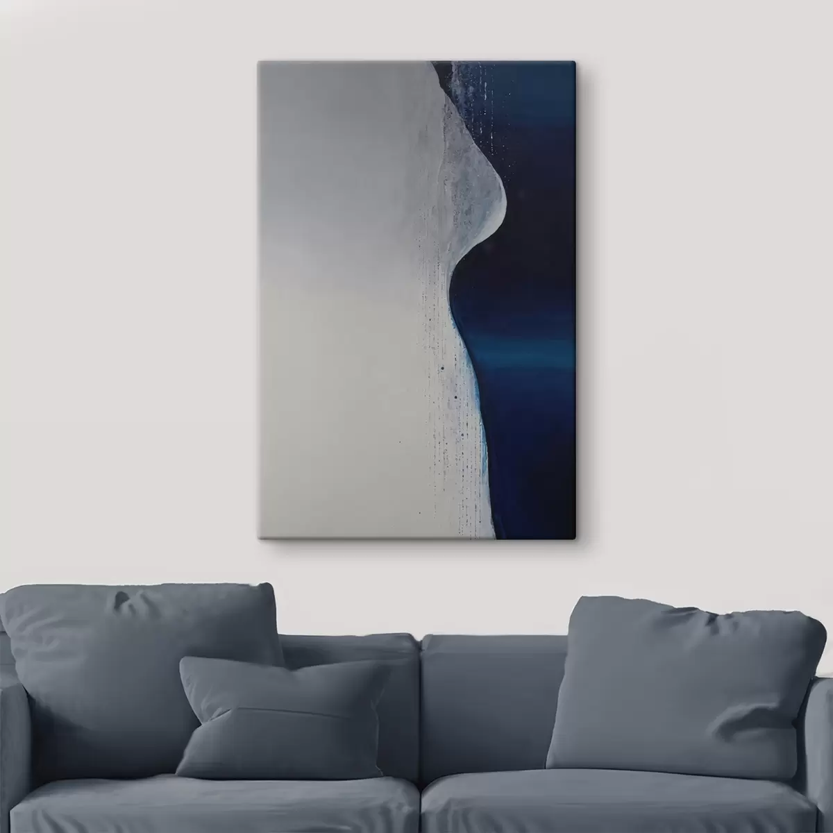 Obraz Abstrakce v podobě vlny s bílou a modrou paletou modrá paleta Č. s44895