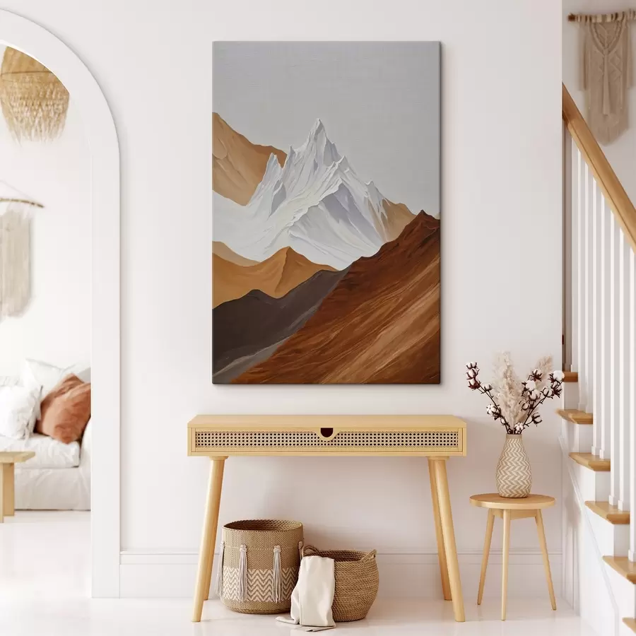 Obraz Geometrická horská krajina v hnědých a bílých tónech Č. s44896