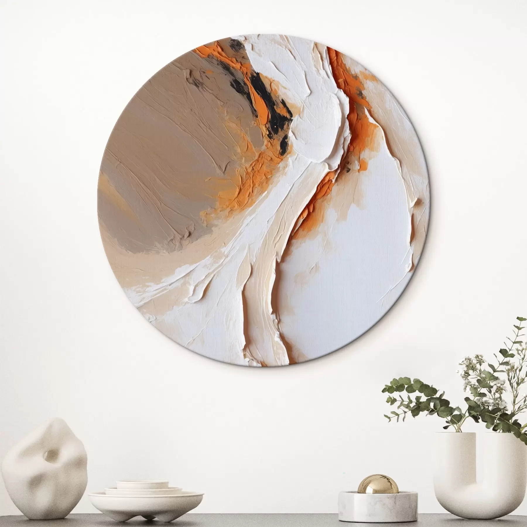 Obraz Jemný pastel s oranžovým akcentem a hladkými tahy Č. r44874