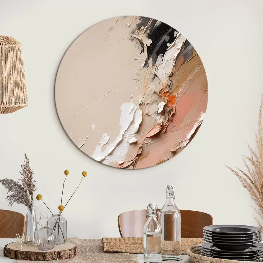 Obraz Béžová a černá abstrakce s růžovými a bílými akcenty Č. r44875