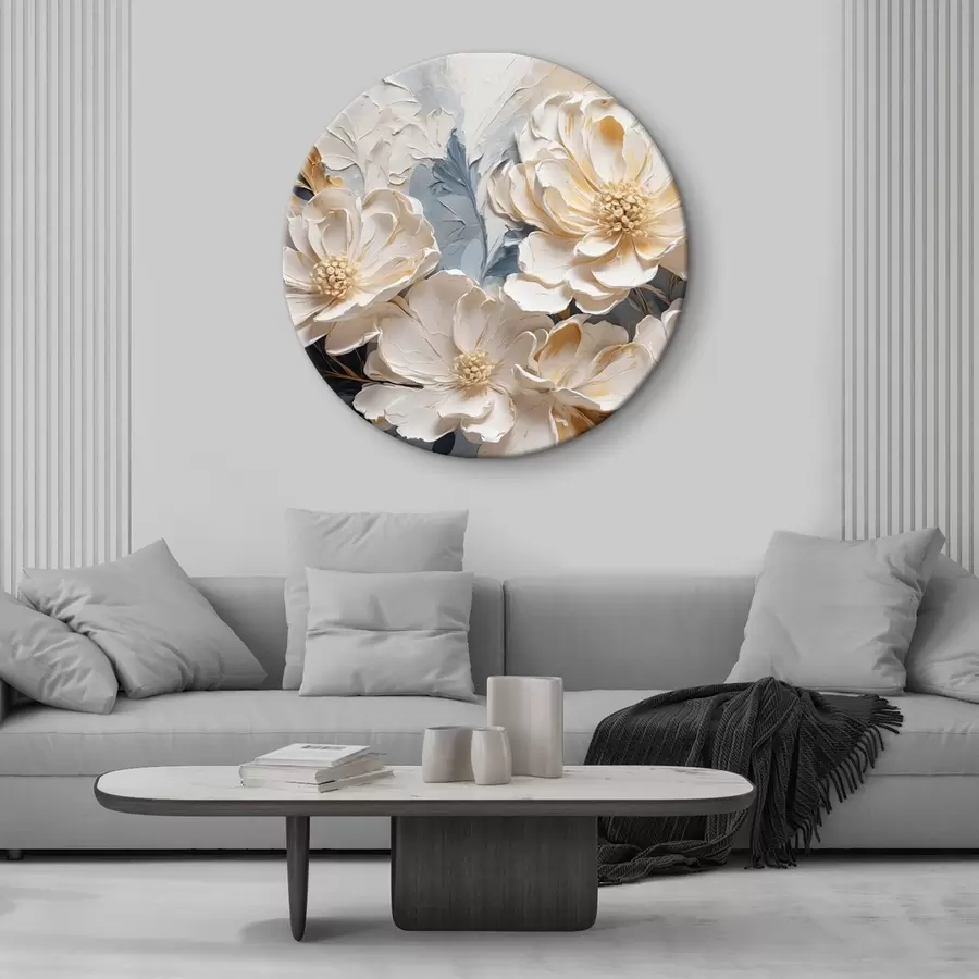 Obraz Objemné krémové pivoňky na světle modrém pozadí Č. r44880