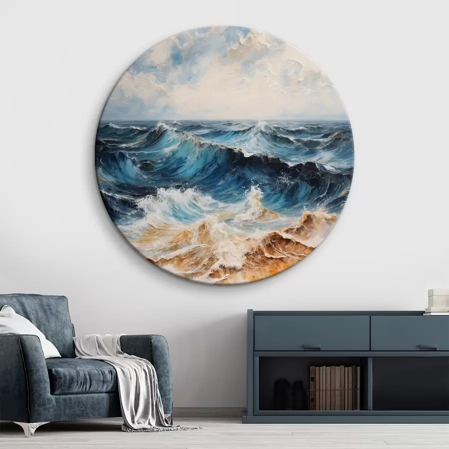 Obraz Rozbouřené moře s vlnami pod jasnou oblohou Č. r44881