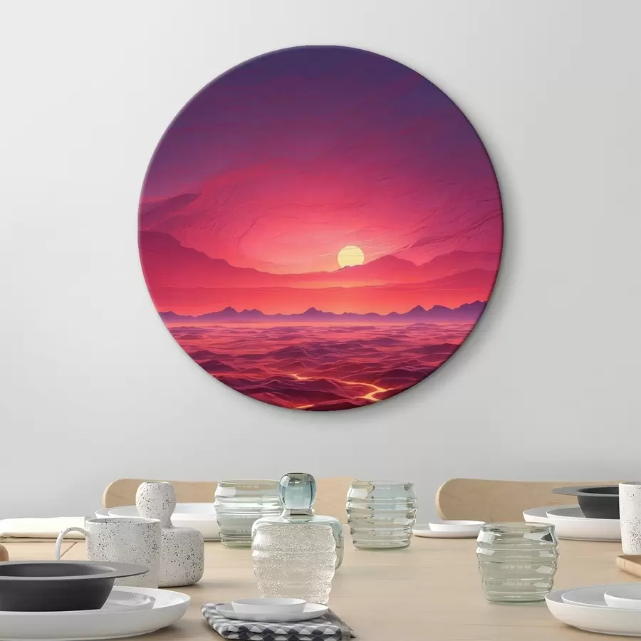 Obraz Horká krajina s lávovými proudy pod rudou oblohou Č. r44886