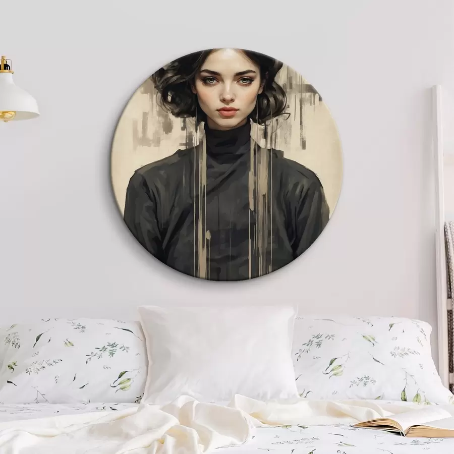 Obraz Portrét ženy s krátkými tmavými vlasy na abstraktním pozadí Č. r44890