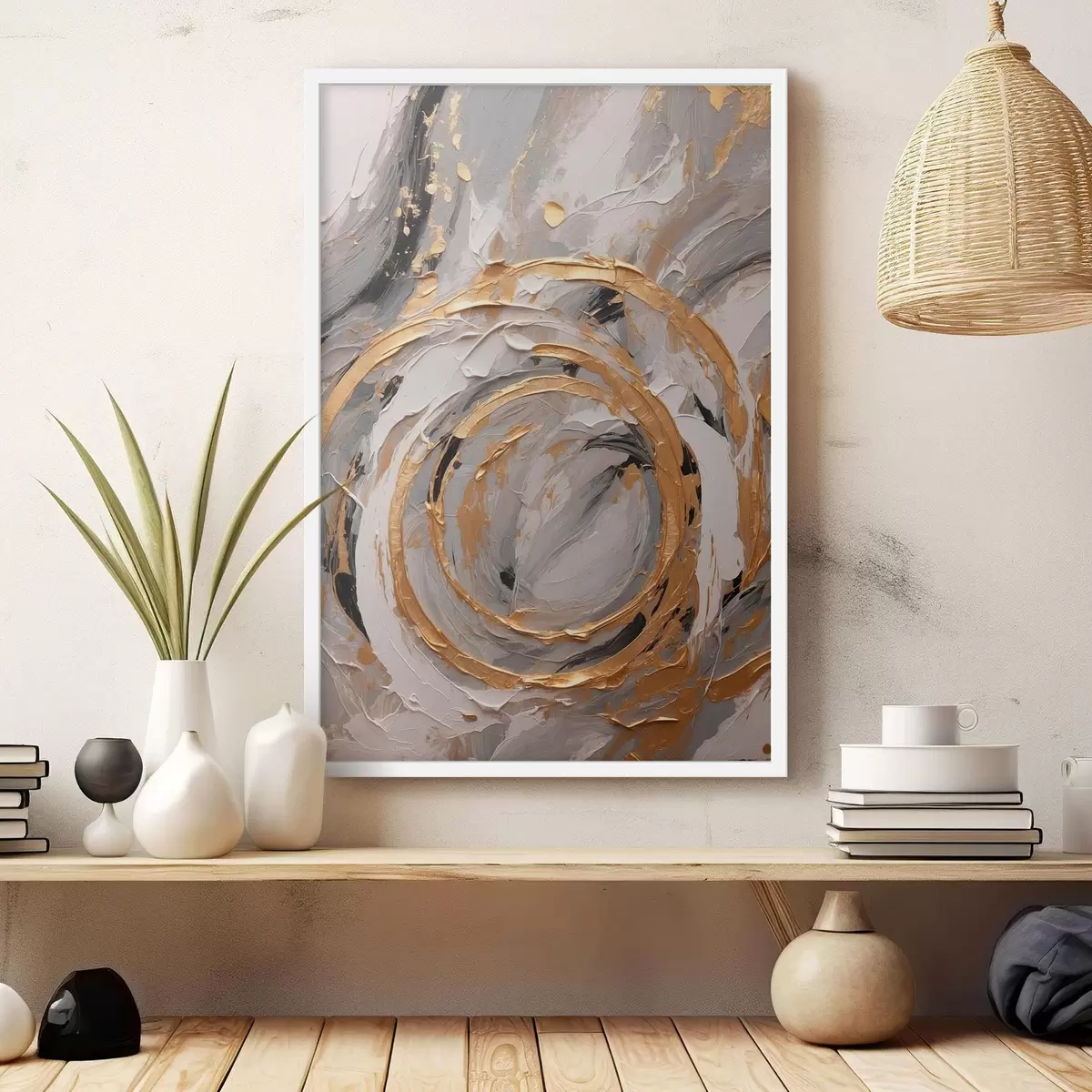 Poster Abstraktní textura s kruhy a pastely f44876