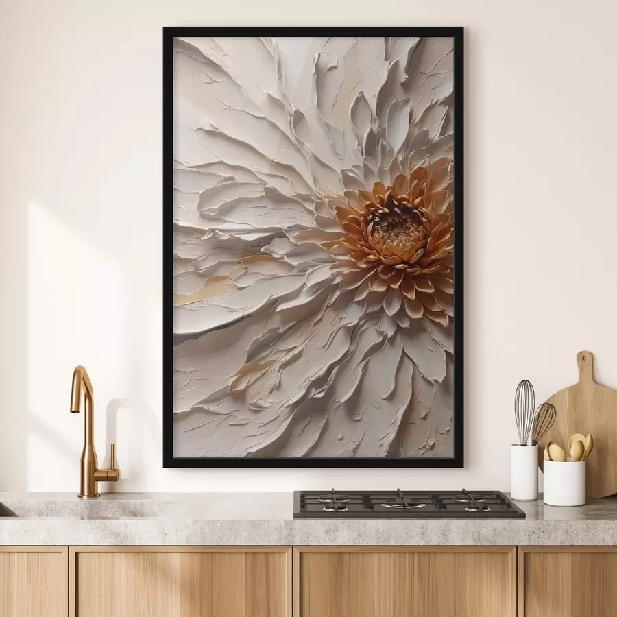 Obraz Objemný květ s krémovými okvětními lístky a teplým jádrem Č. f44878