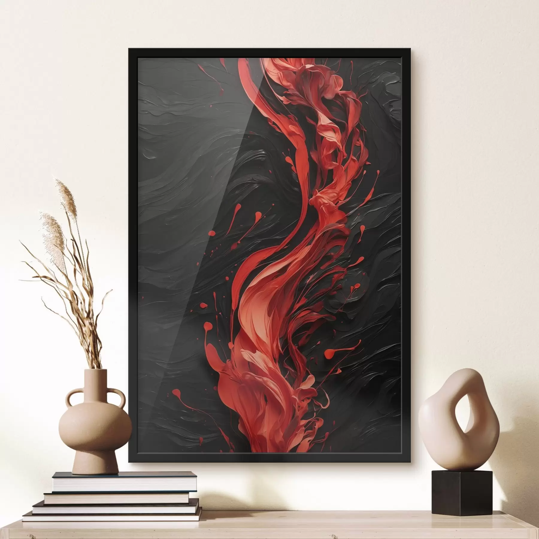 Fototapet Proud červené barvy na černém abstraktním pozadí f44889