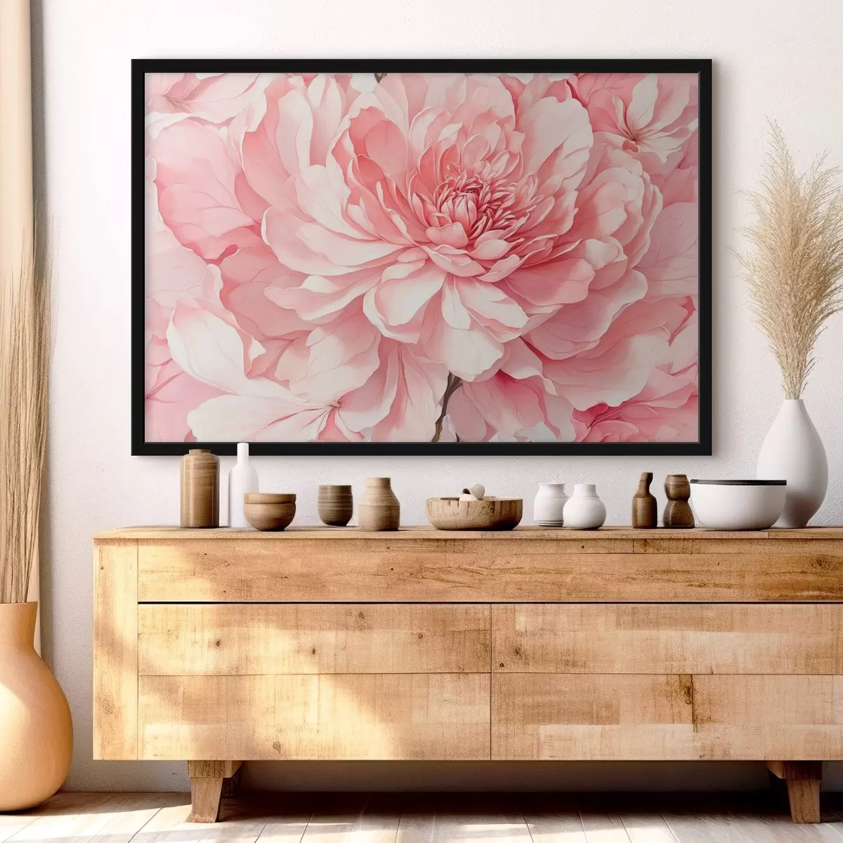 Poster Růžová pivoňka zblízka s měkkým osvětlením f44891