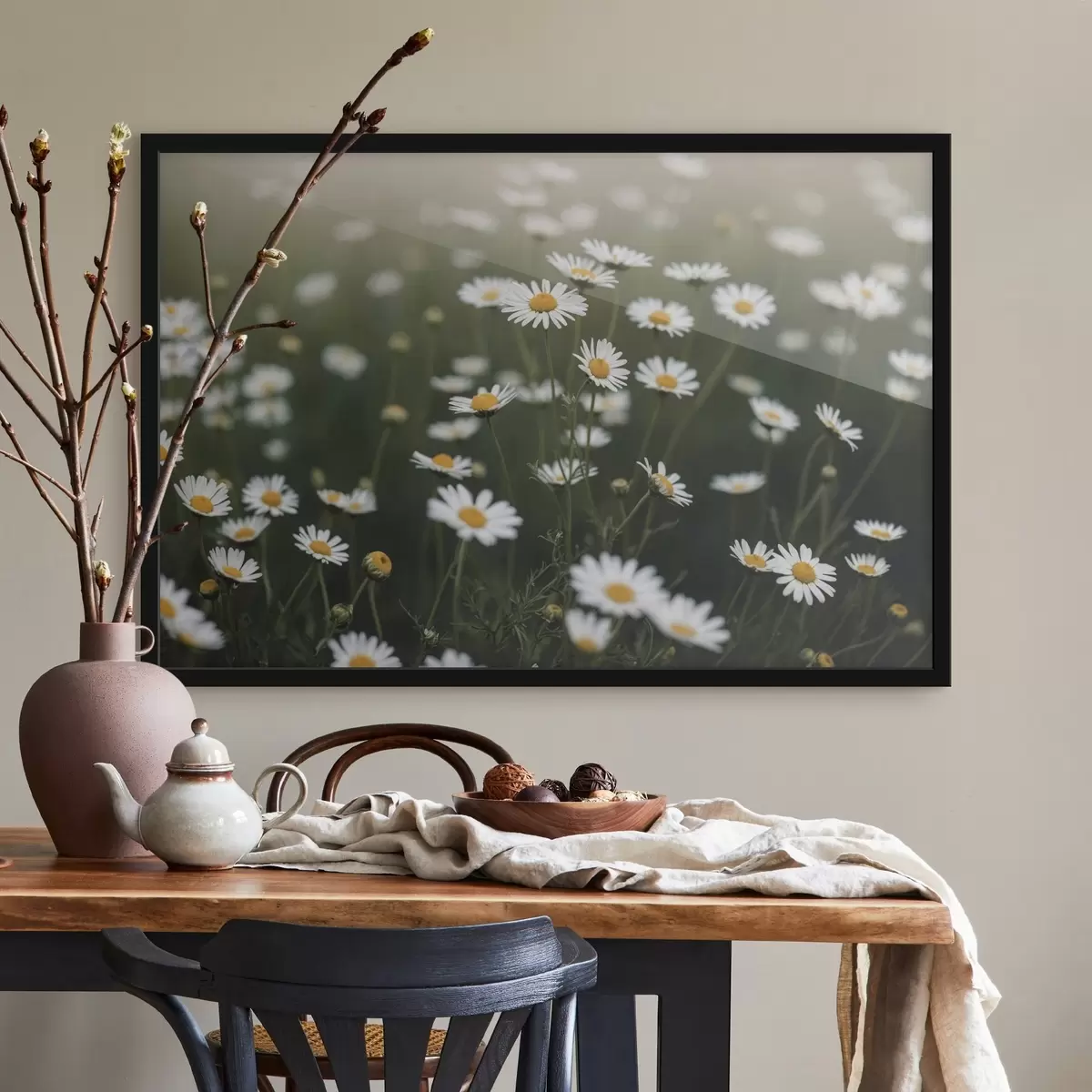 Poster Pole kopretiny s rozostřeným zeleným pozadím f44898