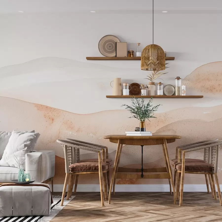 Fototapet Hory s efektem akvarelového kopce v teplých tónech w09223v1