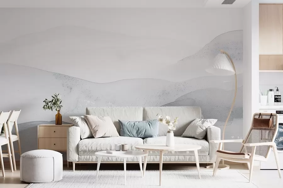 Fototapet Minimalistické mlhavé hory v jemných modrých odstínech w09223v2