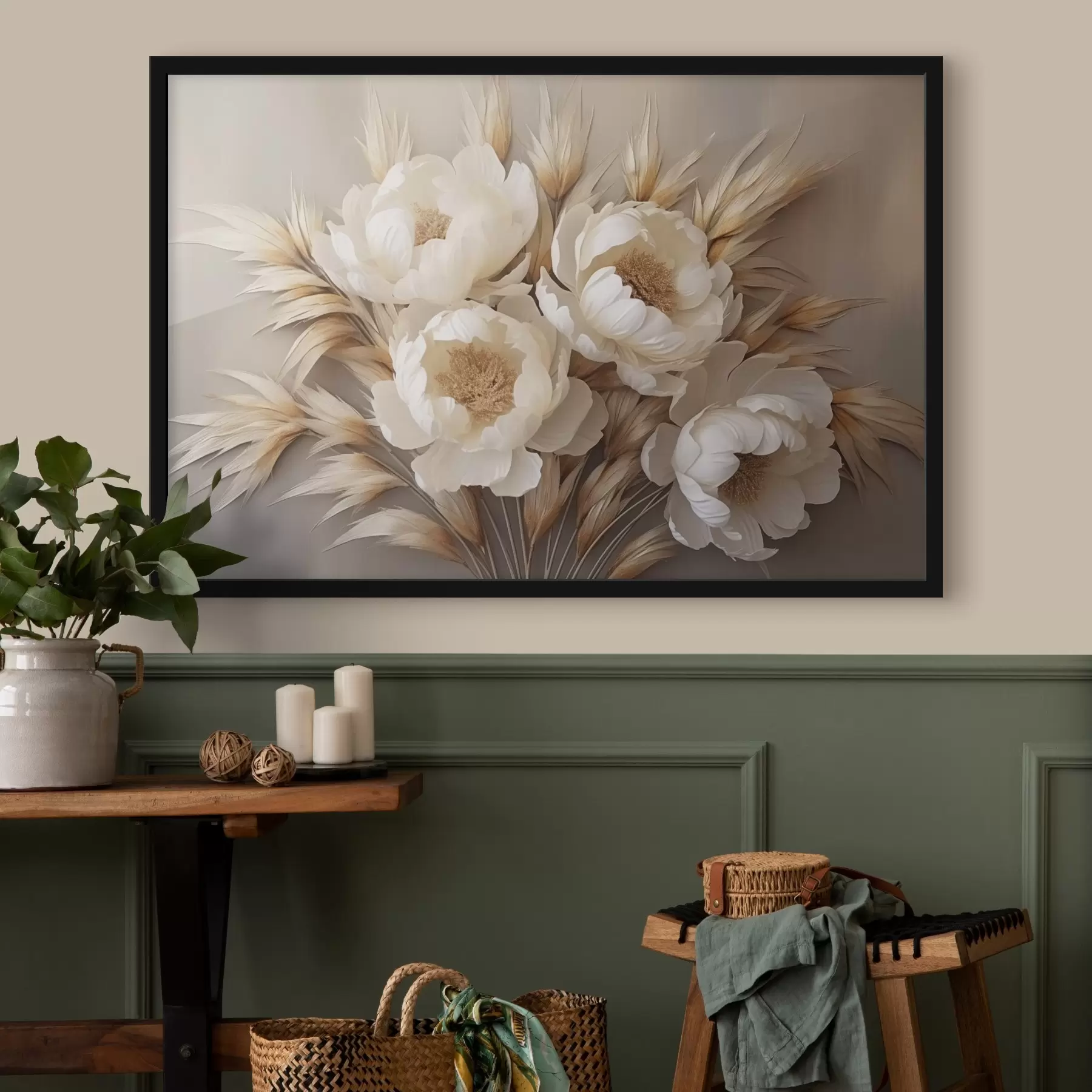 Fototapet Pivoňky s klásky f44913