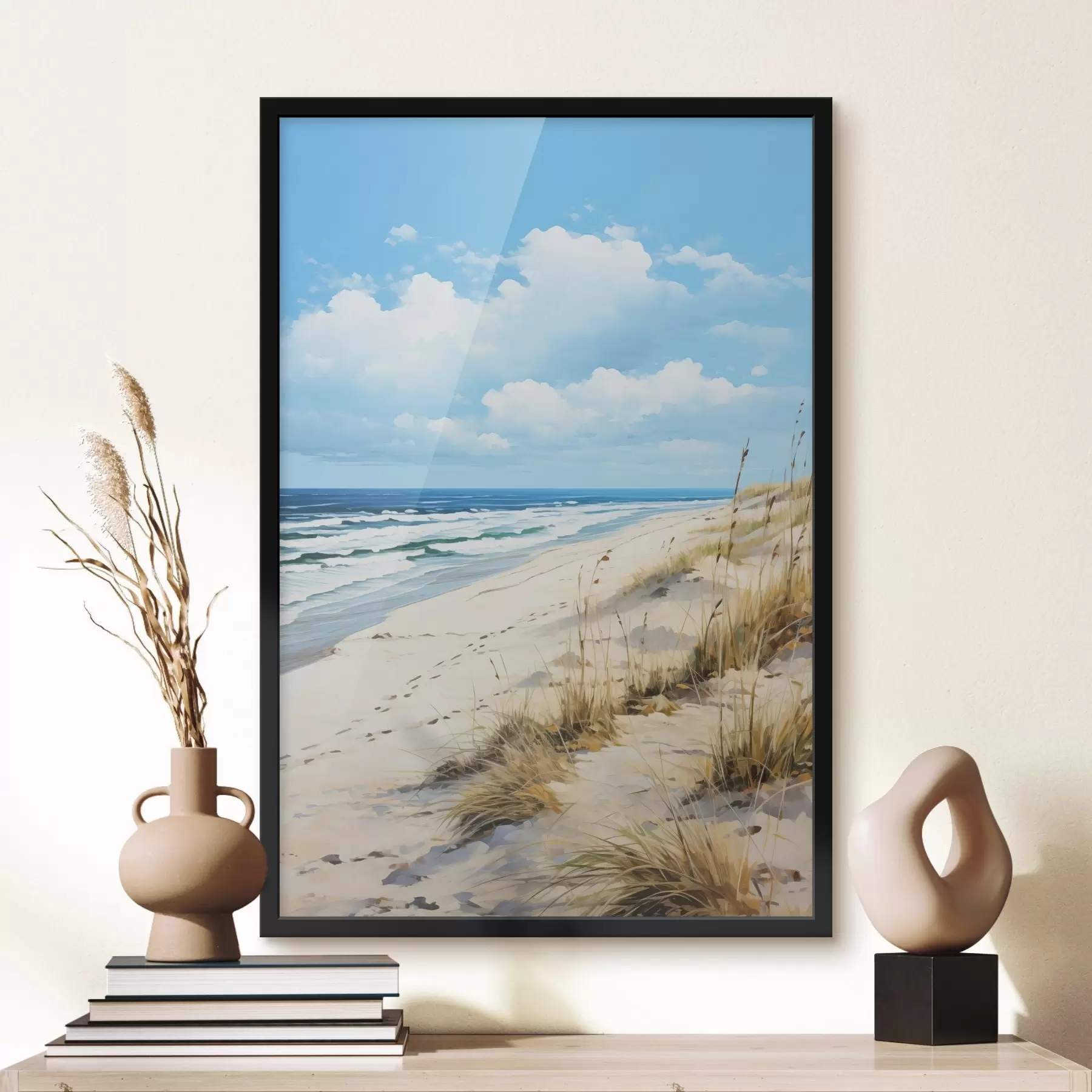 Obraz Tráva na pobřeží pod modrou oblohou Č. f44917