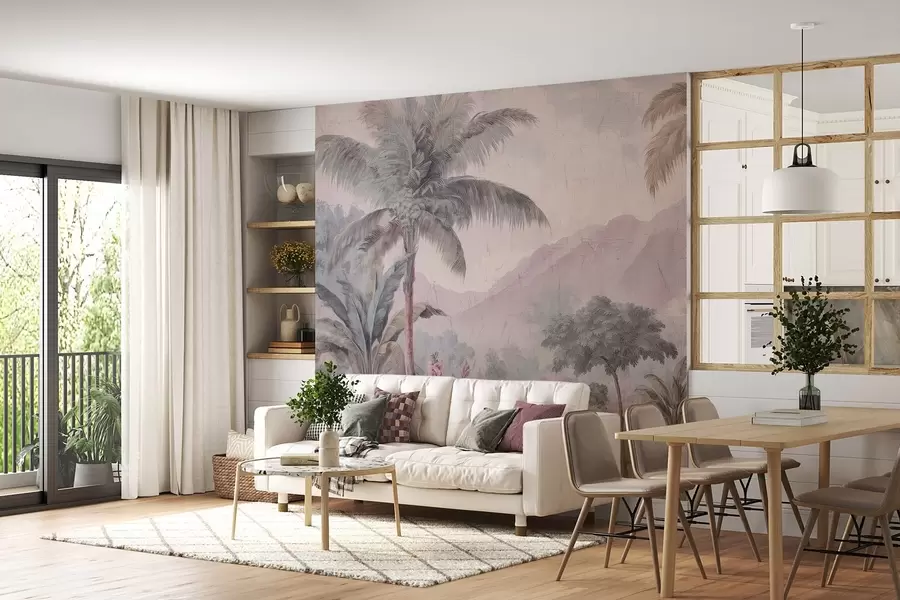 Fototapet tropická džungle v retro stylu w04139