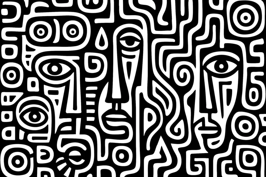 Fototapet Stylizované detaily obličeje w04186