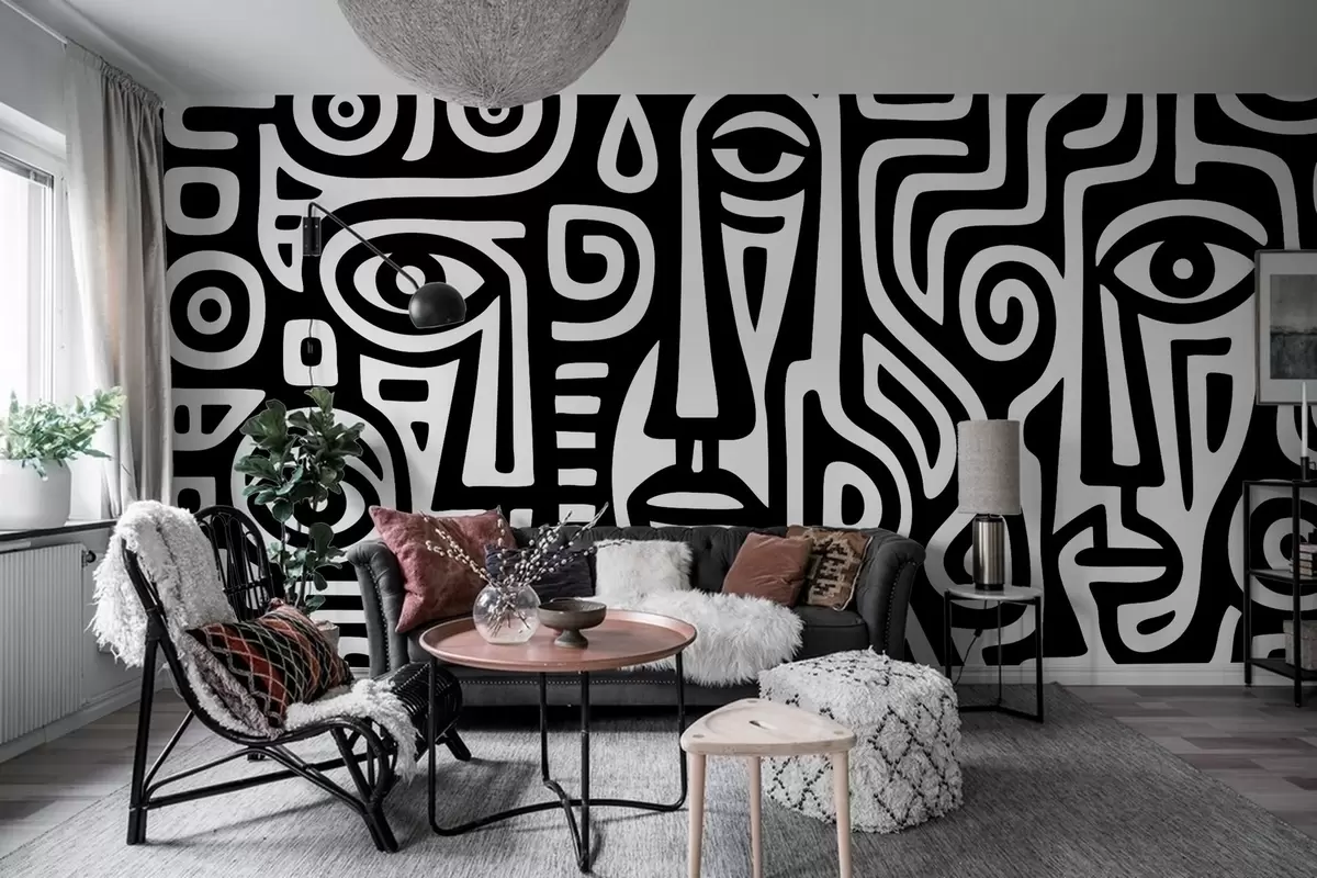 Fototapet Stylizované detaily obličeje w04186