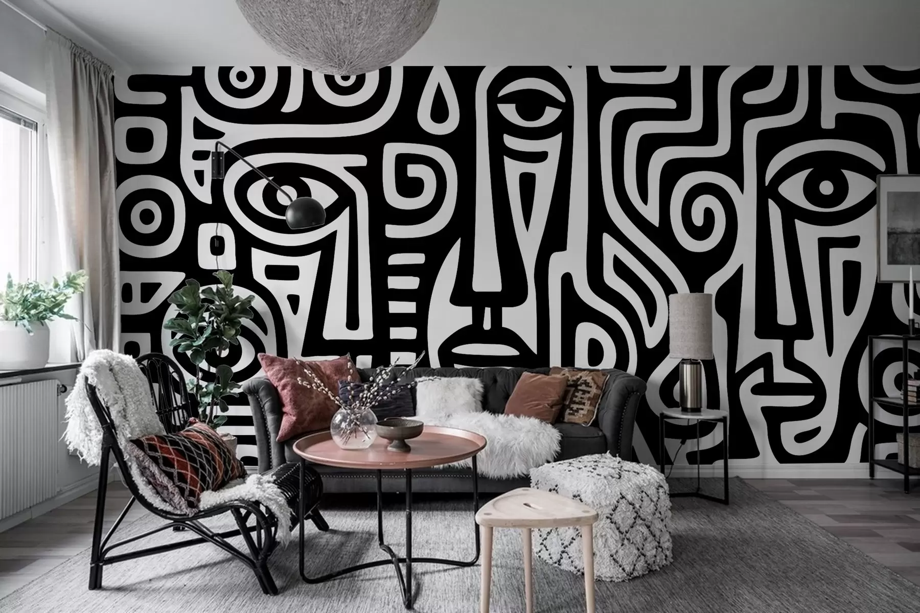 Fototapet Stylizované detaily obličeje w04186