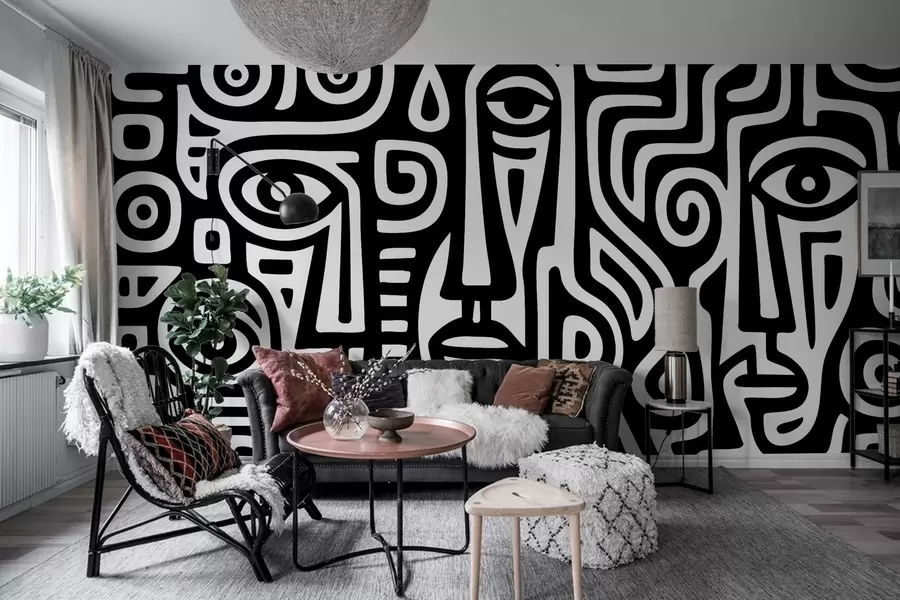 Fototapet Stylizované detaily obličeje w04186