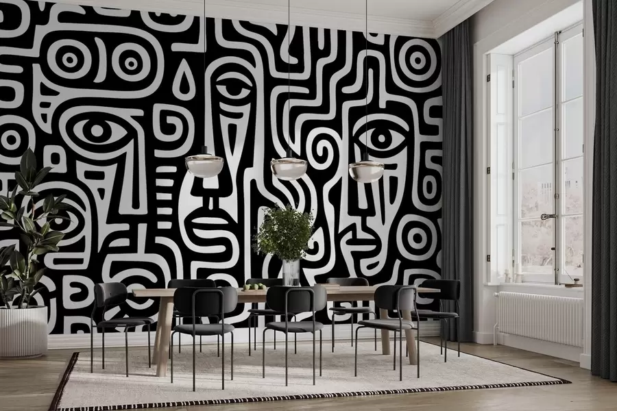 Fototapet Stylizované detaily obličeje w04186