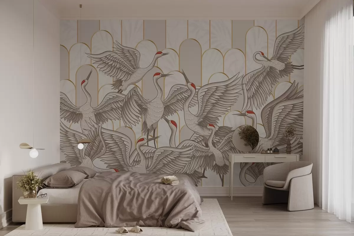 Fototapet Ptáci a vintage oblouky w04193