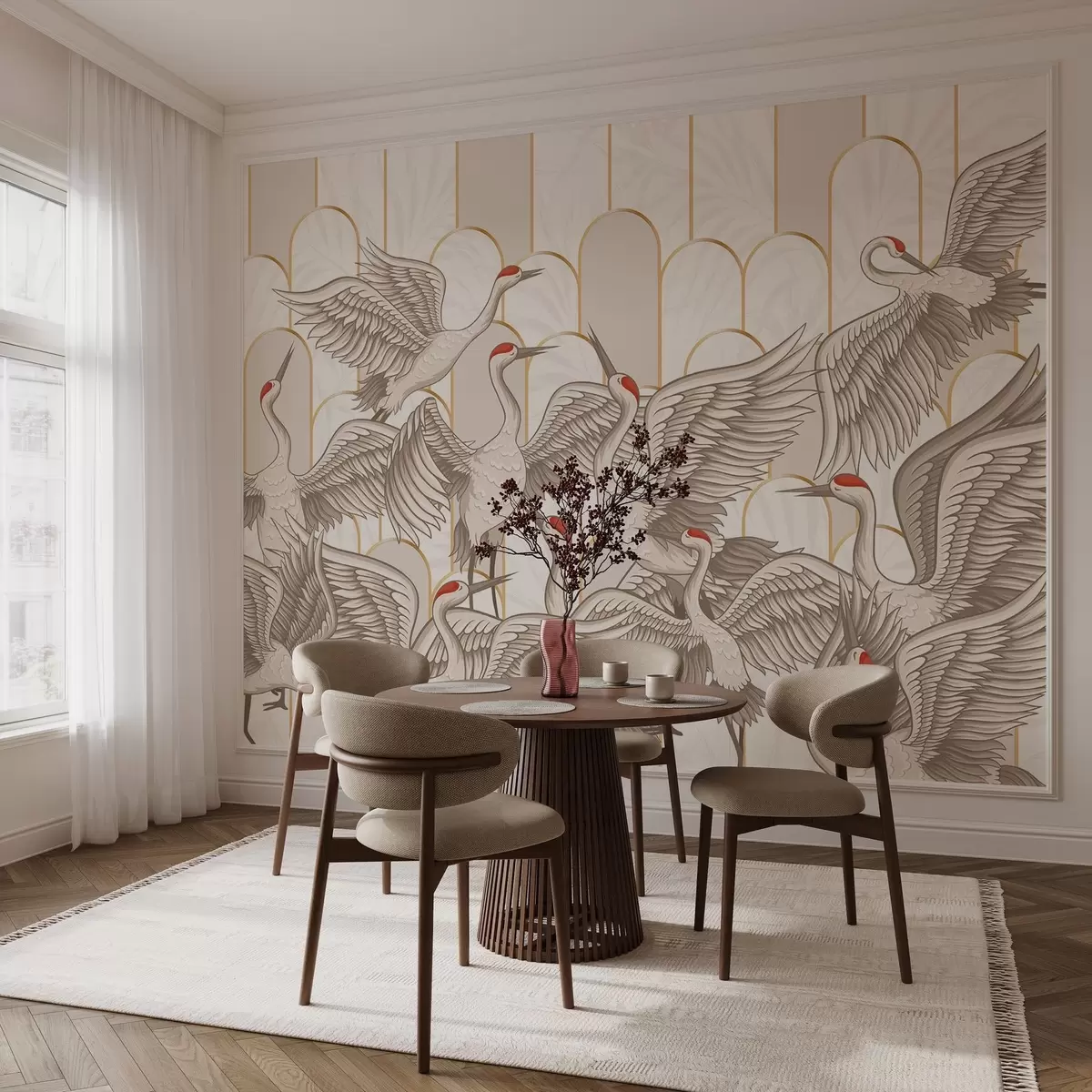 Fototapet Ptáci a vintage oblouky w04193