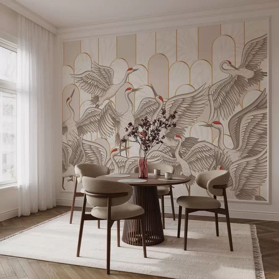 Fototapet Ptáci a vintage oblouky w04193