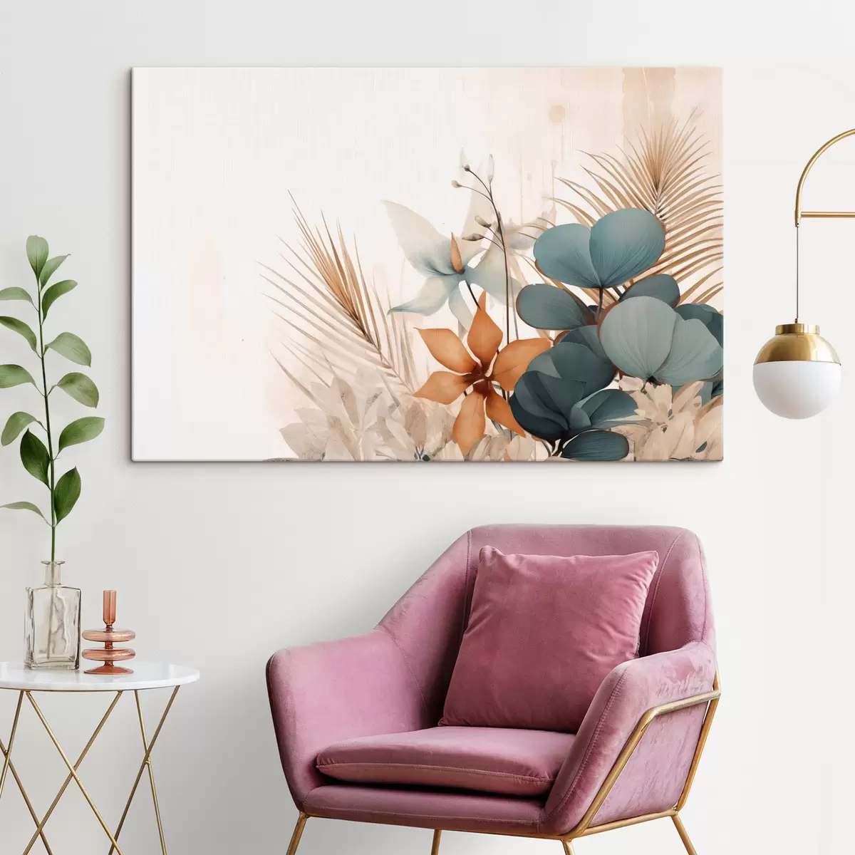 Obraz Dekorativní listy a květiny ve stylu akvarelu Č. s44843