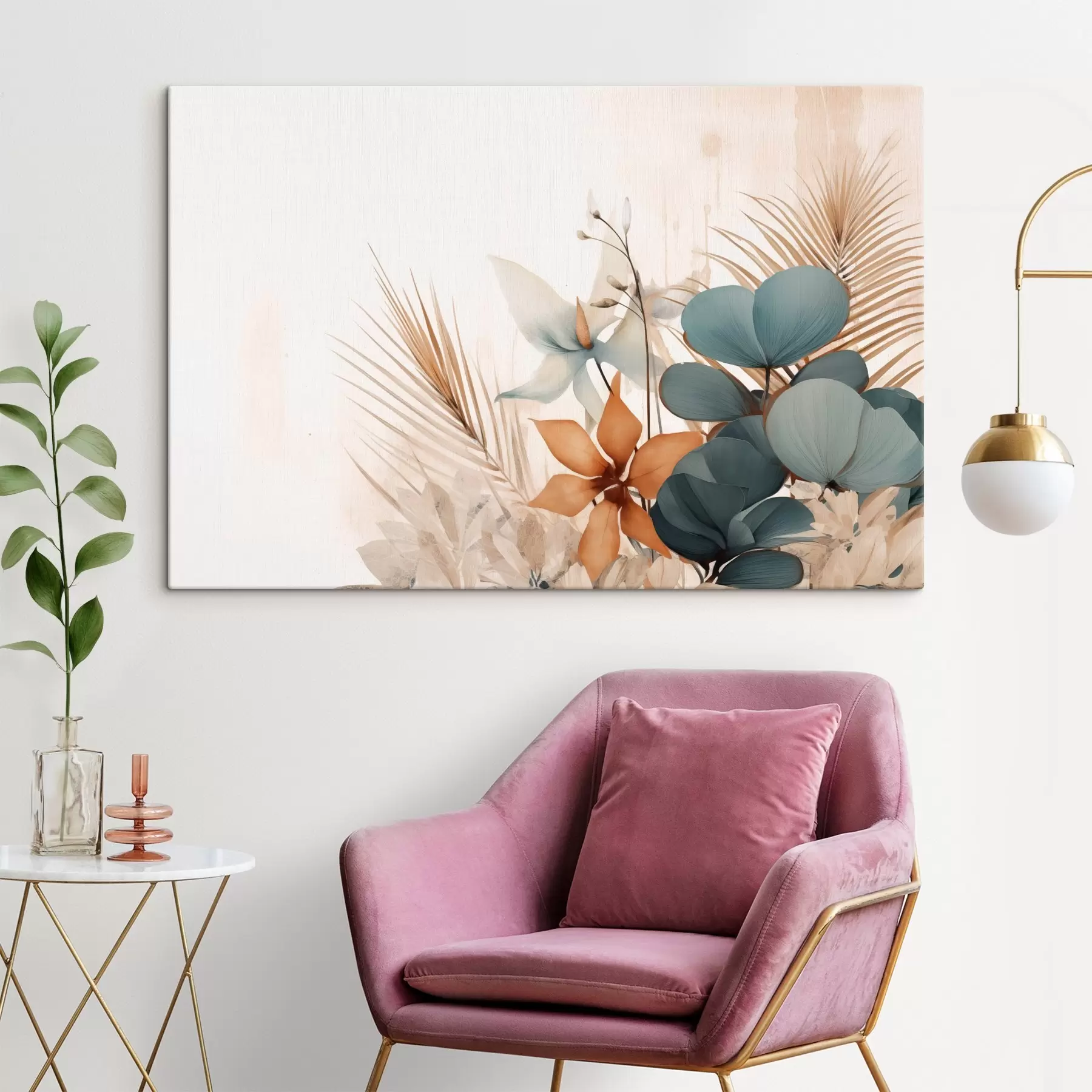 Obraz Dekorativní listy a květiny ve stylu akvarelu Č. s44843