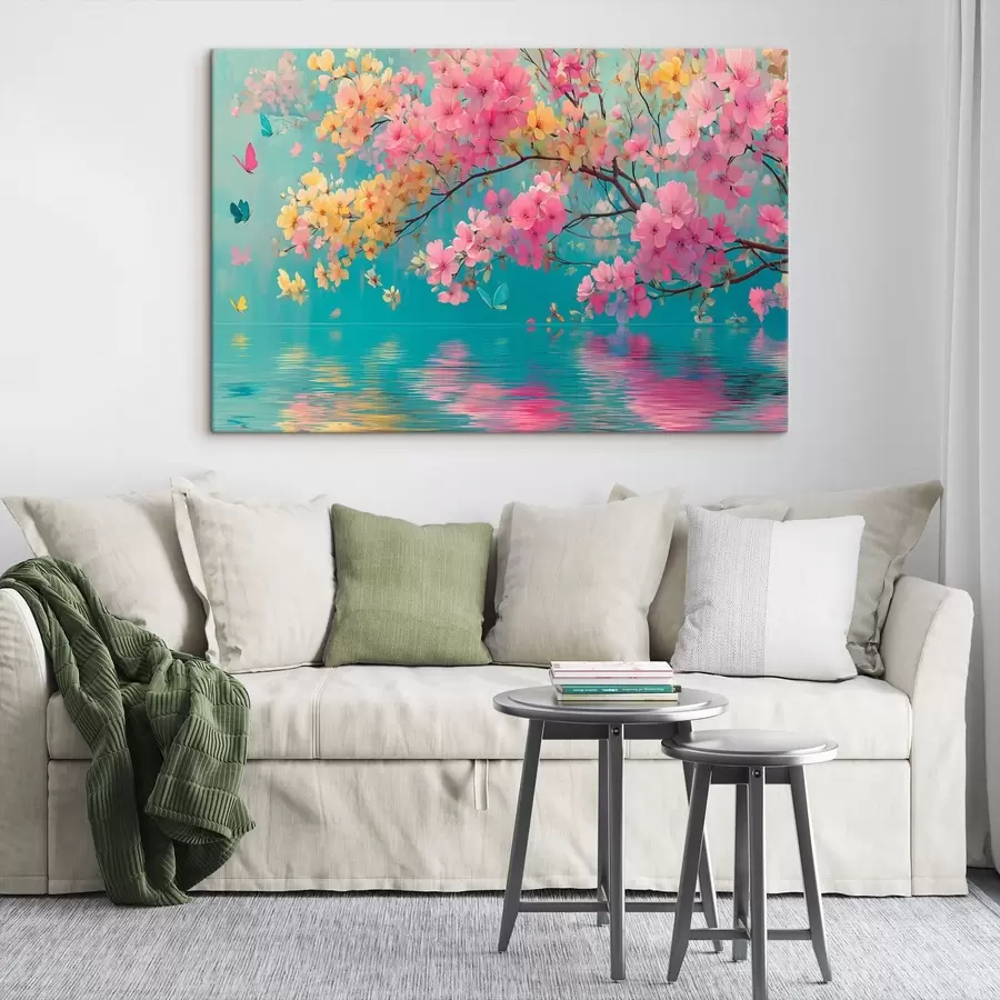 Obraz Kvetoucí větev nad vodou ve stylu akvarelu Č. s44844