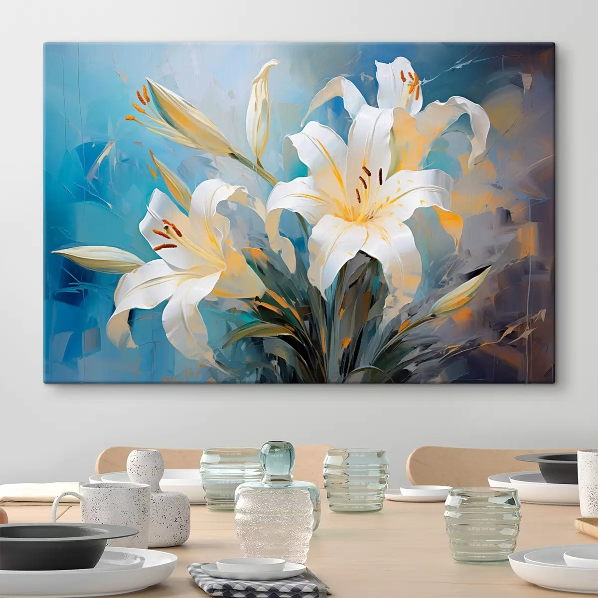 Obraz Abstraktní lilie na barevném pozadí v uměleckém stylu Č. s44849