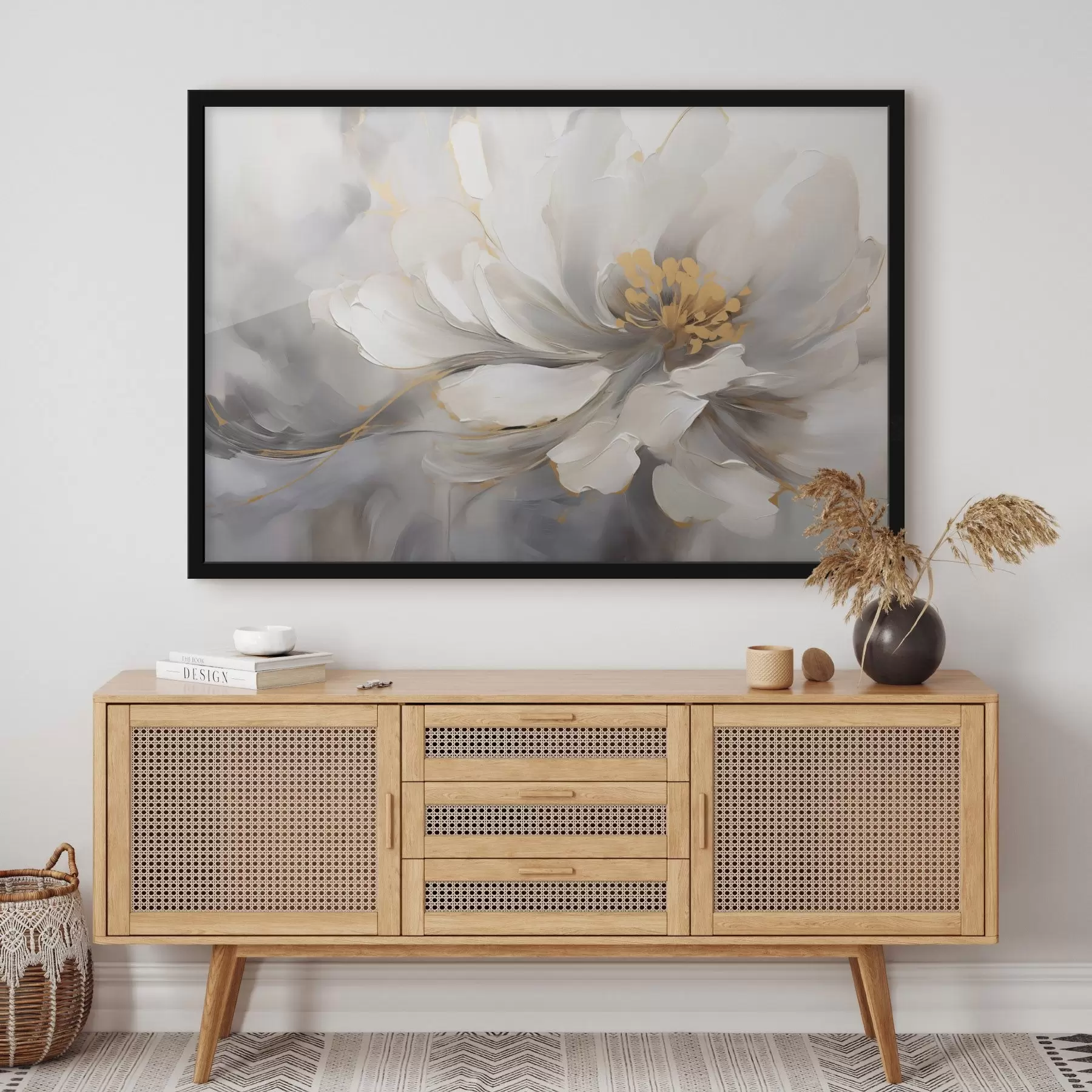 Fototapet Bílá květina s akcenty v abstraktním stylu f44838