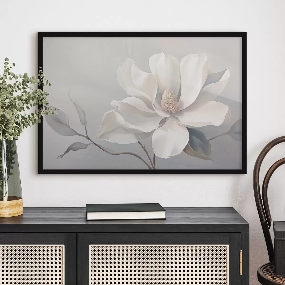 Poster Kvetoucí bílý květ v pastelových odstínech f44839