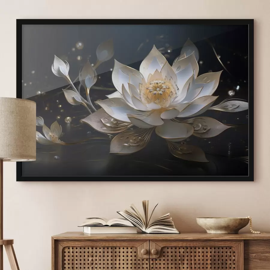 Fototapet Lotos s elegantními vzory na tmavém pozadí f44841