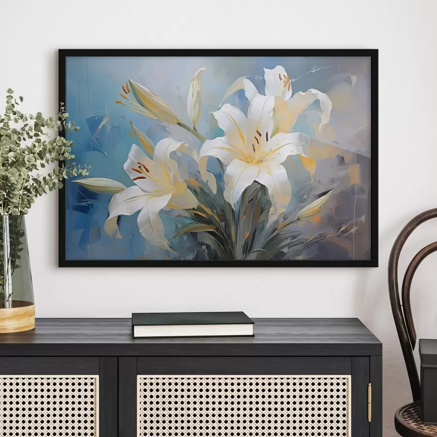 Fototapet Abstraktní lilie na barevném pozadí v uměleckém stylu f44849