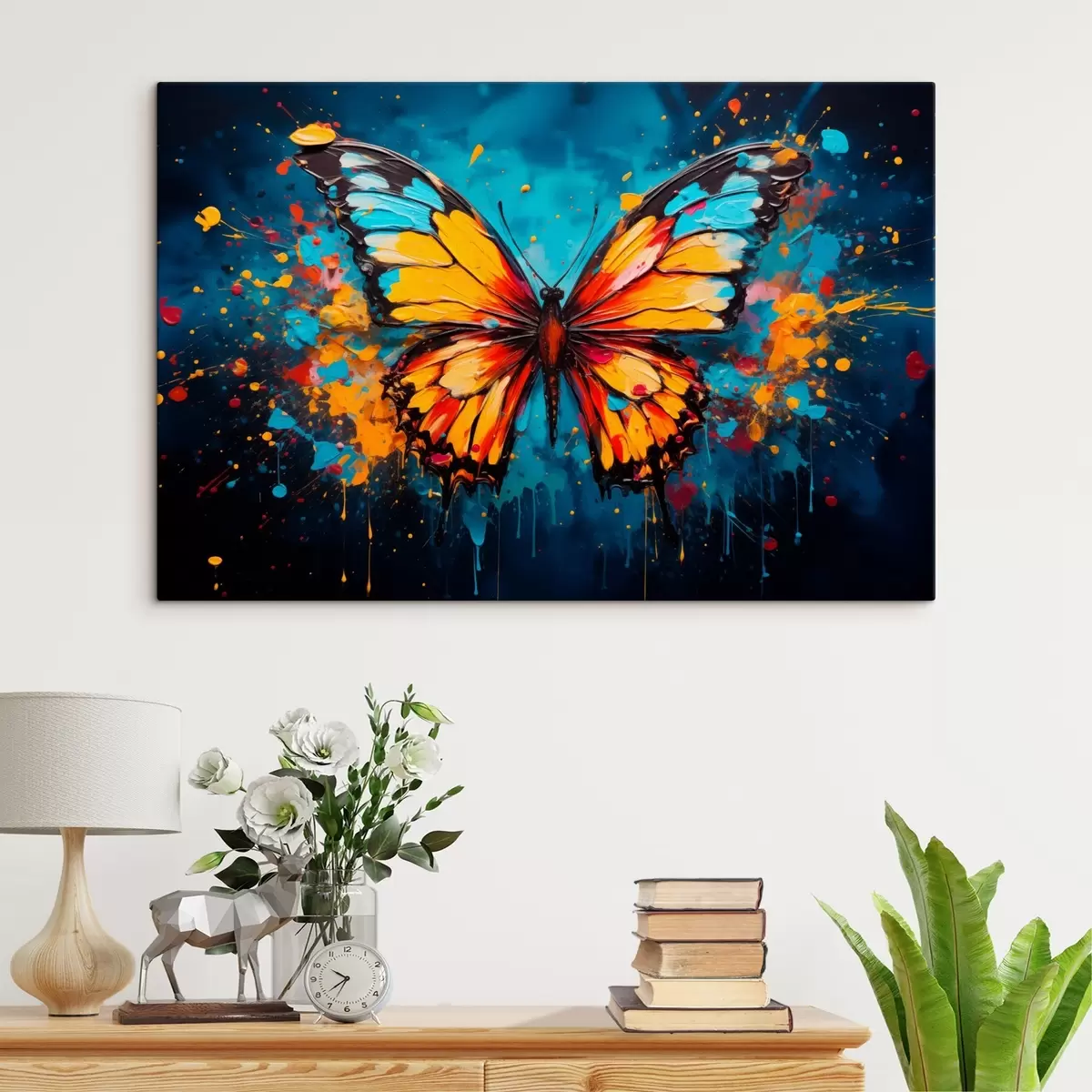 Obraz Barevný motýl ve stylu stříkající barvy Č. s44938