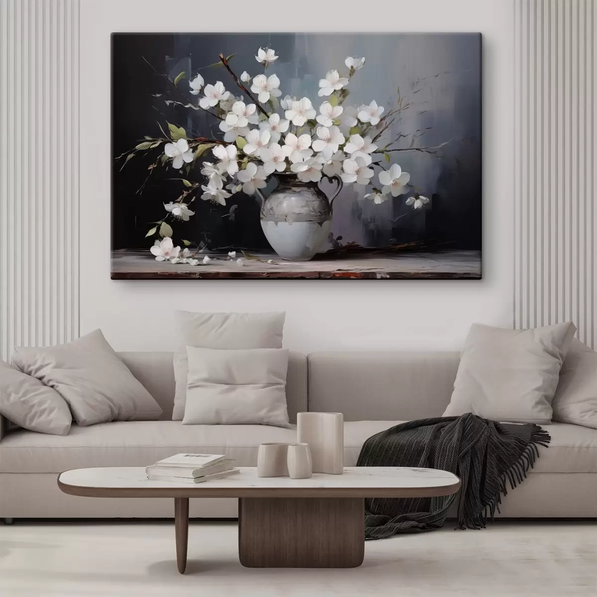 Obraz Kvetoucí větve ve váze na tmavém pozadí v malebném stylu Č. s44949