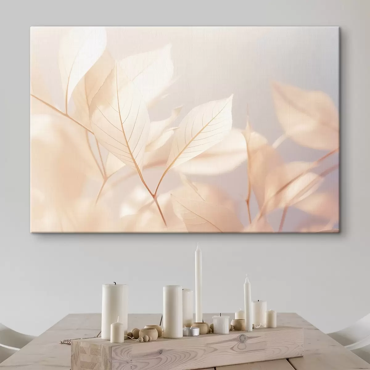 Obraz Průsvitné listy se složitými žilkami, jemná pastelová paleta barev, éterické osvětlení, minimalistická kompozice Č. s44928