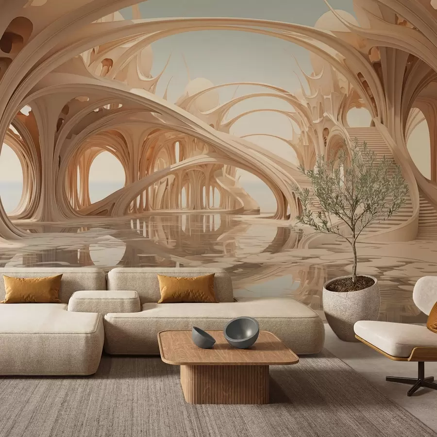 Fototapet Fantasy architektura s oblouky nad vodou w09241