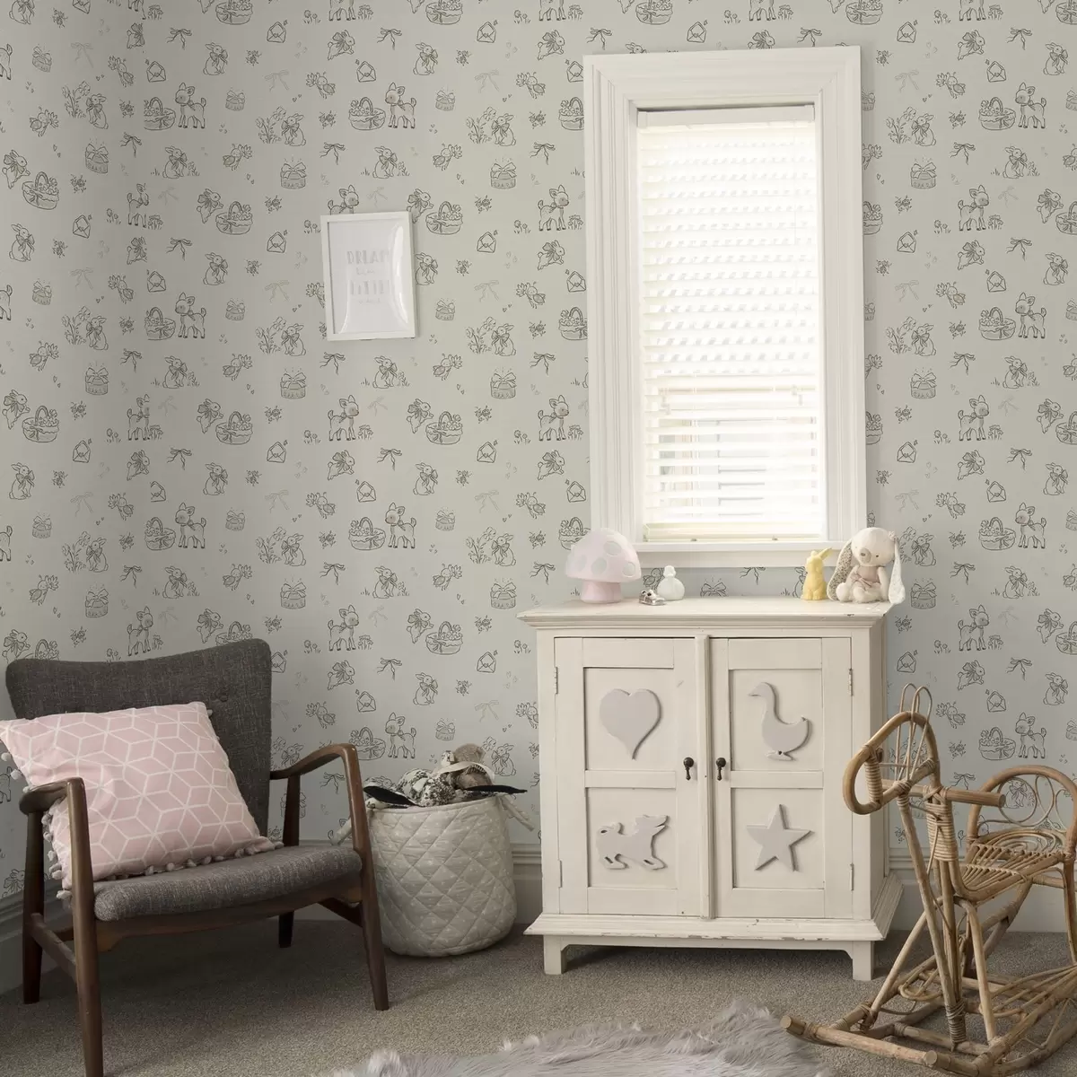 Tapety Roztomilá lesní scéna s jeleny, králíky a včelami a00215