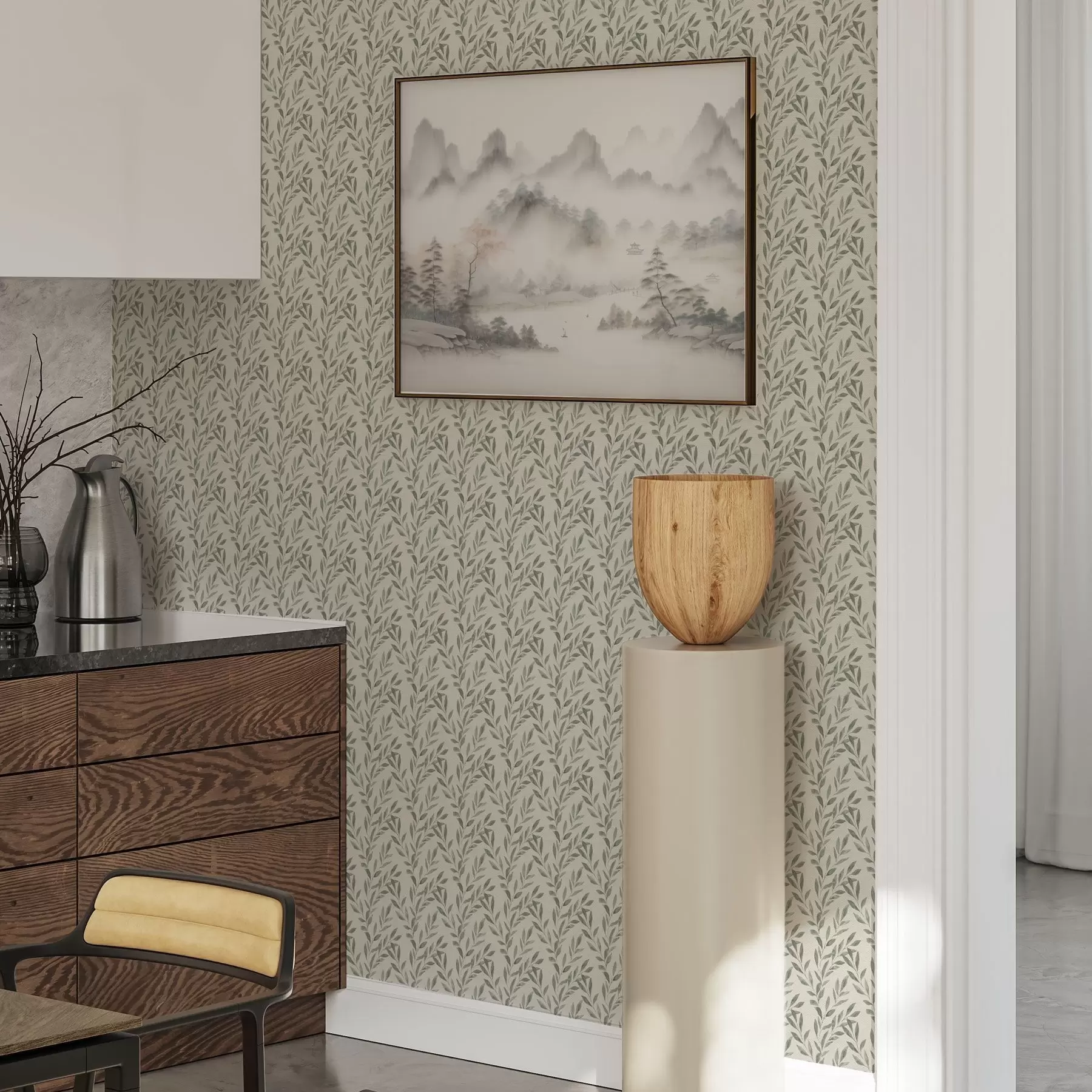 Fototapet Úhledné olivové větve na světlém pozadí a00243