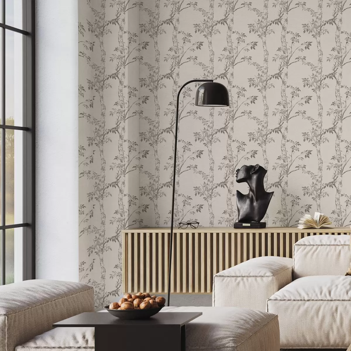 Tapety Březové větve s listy na světlém pozadí a00257